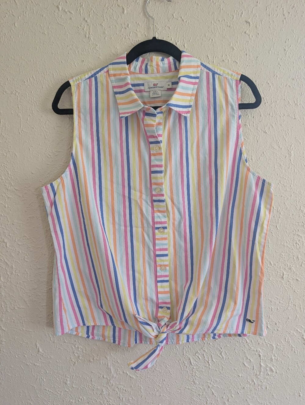 Vineyard Vines Pastel Multi-Striped 100% Cotton Sleeveless Shirt